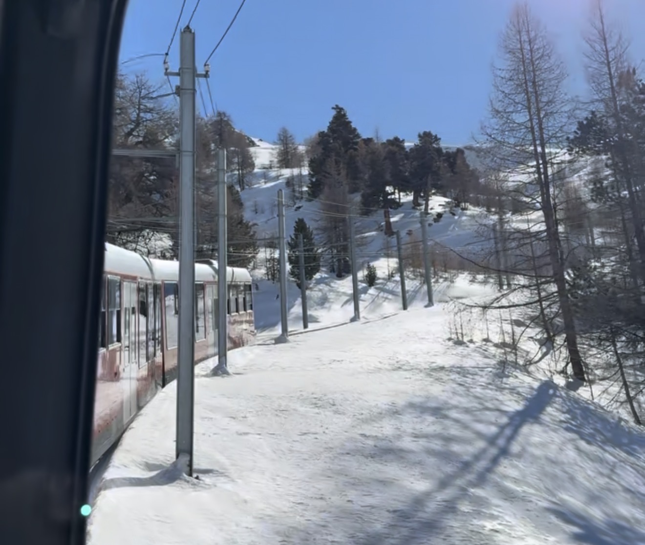 View From The Window Of The Gornergrat Cogwheel Train On A Zermatt Day Tour