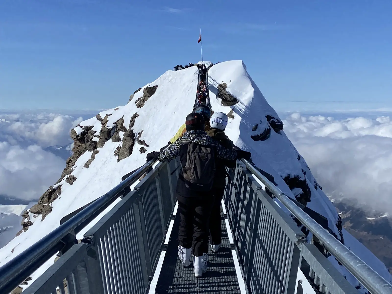 Walking Across The Peak Walk By Tissot Suspension Bridge On Glacier 3000 Day Tour